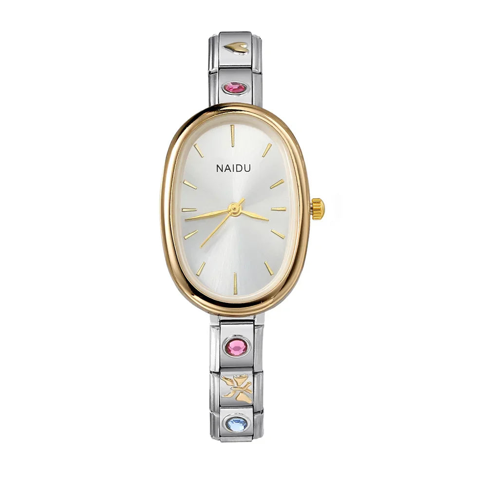Fashion New Niche Watch Female Style Female Student Ellipse Quartz Watch Stainless Steel Strap Width 9mm Everyday Gifts