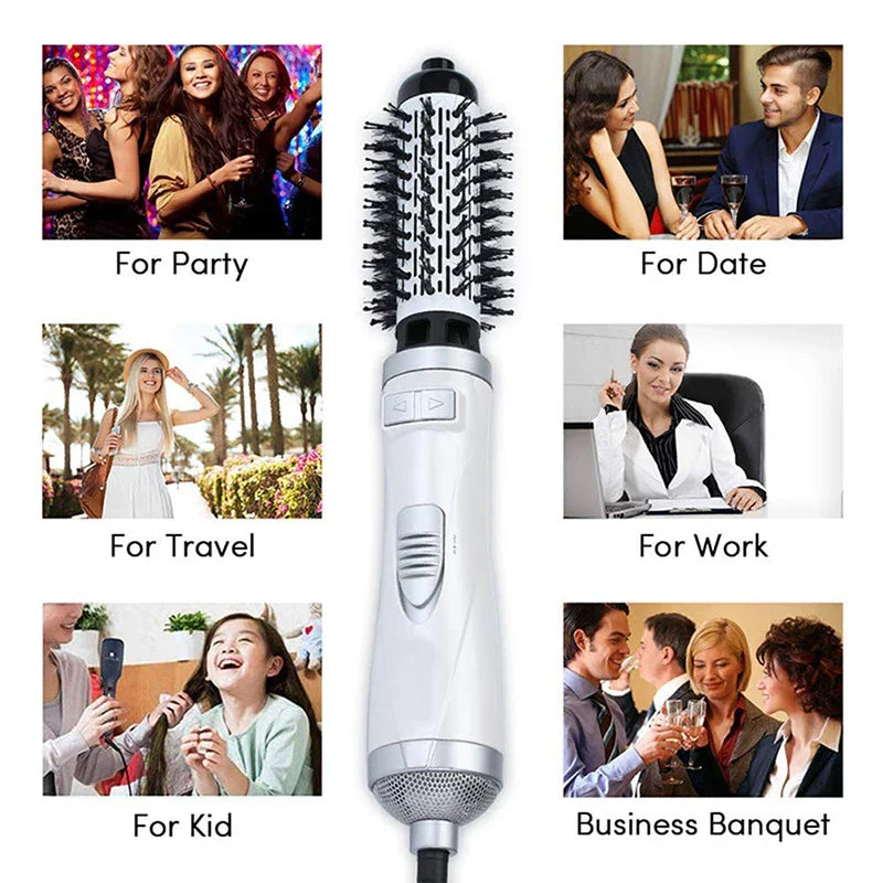 Negative Ionic Blow Hair Dryer Hot Air Brush Hair Straightening Comb Curling Iron Multifunctional 3-In-1 Automatic Hot Air Comb