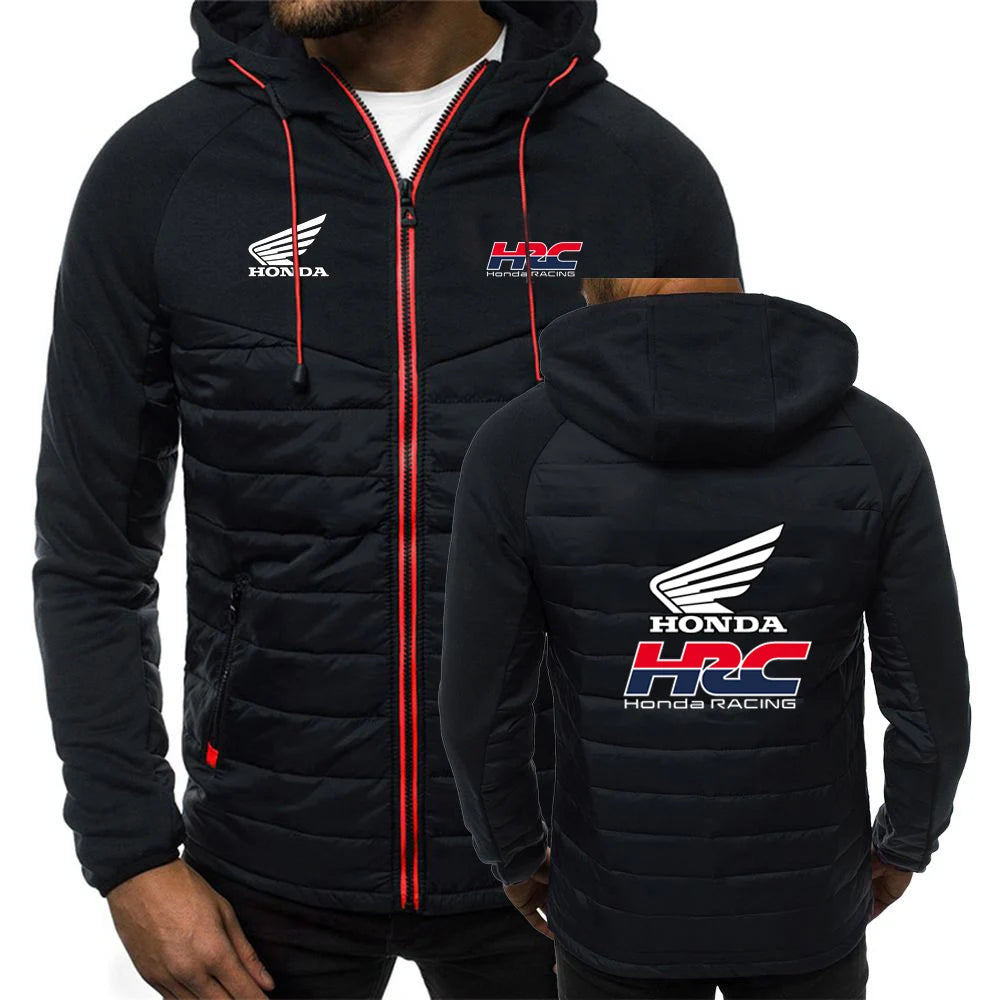 Comfortable Jacket Slim Coat Men's New Seven-color Cotton-padded racing Print Patchwork Hoodies
