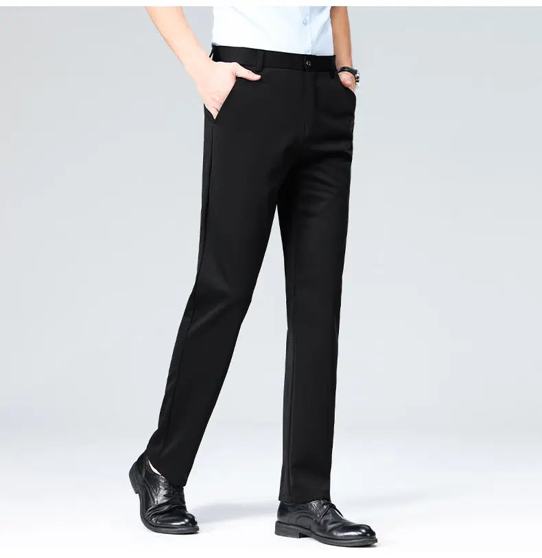 1-Pack Men's Professional Straight-Leg Stretch Formal Pants Non-Iron Comfortable Business Slacks Wrinkle-Resistant Loose Fit
