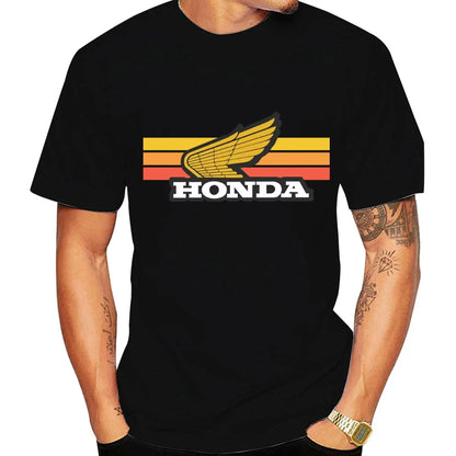 Sunset Retro Men's T-shirt Summer Short-Sleeve Women's T-shirt 2025 New Fashionable 100% Cotton Couple Motorcycle Top