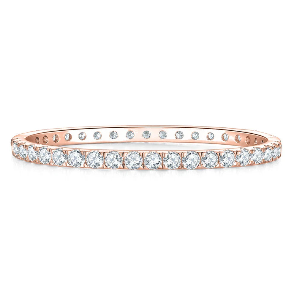 D VVS1 Full 4mm Moissanite Bangles GRA Certified s925 Sterling Sliver Plated 18k Bracelets for Women Party Gift Jewelry