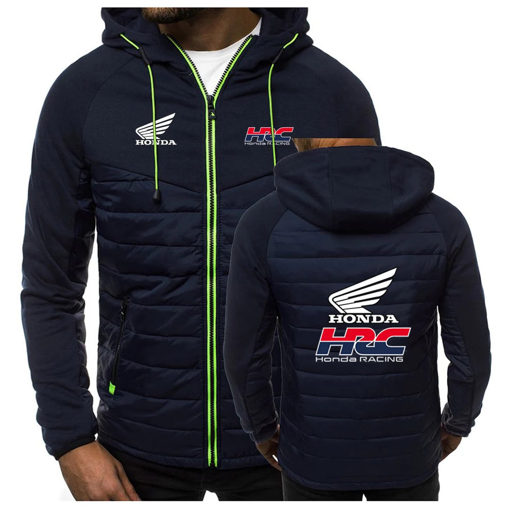 Comfortable Jacket Slim Coat Men's New Seven-color Cotton-padded racing Print Patchwork Hoodies
