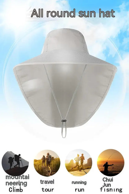 Wide Brim Sun Hat with Neck Flap for men women Adjustable Outdoor
