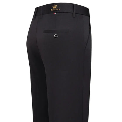 Classic Fit Male Pants Flat Front Casual Pants Stretch Performance Golf Pants Straight Leg Men's Wrinkle Resistant Trousers