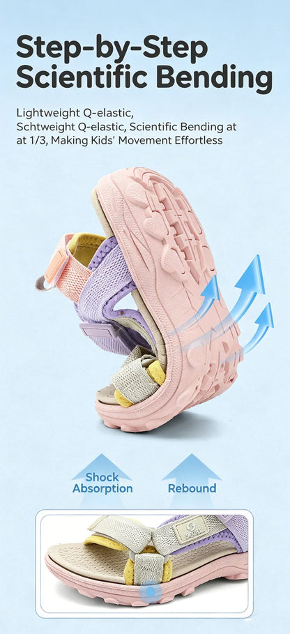 Kids Summer Sport Sandals Soft Sole Non-Slip Flat Beach Water Shoes Breathable Outdoor Walking Sandals for Boys&Girls