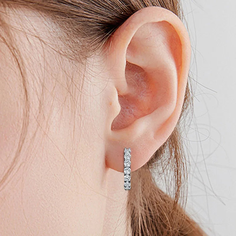 3.0 D Color Moissanite Hoop Earring 925 Sterling Sliver Moissanite Hoop Earring for Women Wedding Party Jewelry