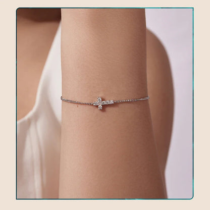 Moissanite Bracelet Classic 925 Sterling Silver Chain Cross Charm Bracelets Chain Wedding Fine Jewelry