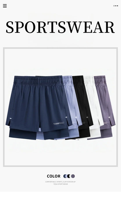 Women Running Shorts High Waist Quick Dry Gym Yoga 2 in 1 Athletic Shorts With Pocket Summer Workout Short Sportswear New