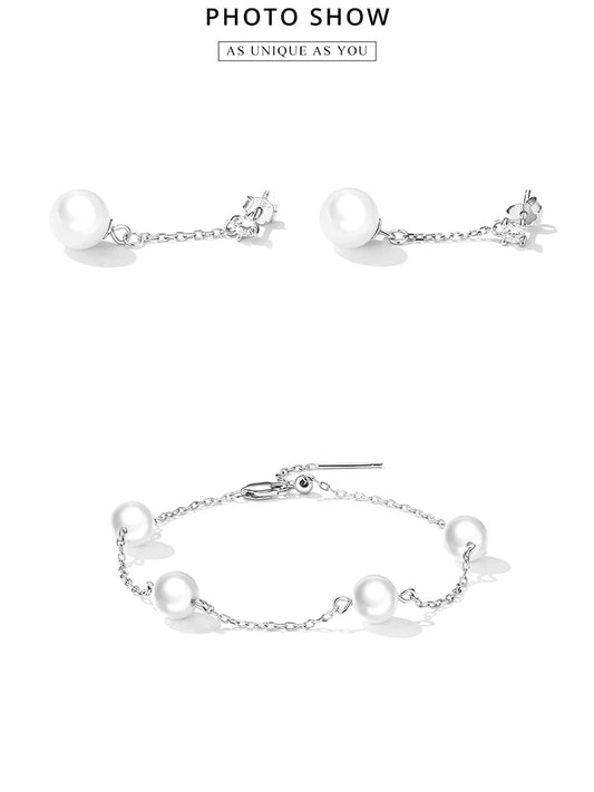 100% 925 Sterling Silver Delicate Shell Pearl Bead Women Bracelet Silver Adjustable Bracelet Fine Jewelry Wedding Gift