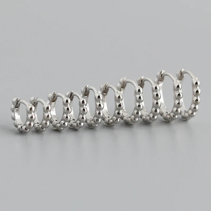 925 Sterling Silver Simple Fashion Glossy Beads Gold Huggies Hoop Earrings for Women Gothic Piercing Jewelry Accessories