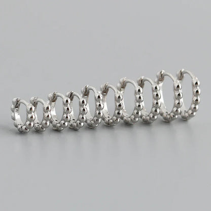 925 Sterling Silver Simple Fashion Glossy Beads Gold Huggies Hoop Earrings for Women Gothic Piercing Jewelry Accessories