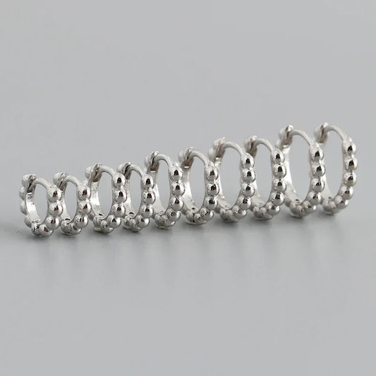 925 Sterling Silver Simple Fashion Glossy Beads Gold Huggies Hoop Earrings for Women Gothic Piercing Jewelry Accessories
