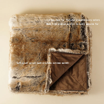 Faux Fur Blanket Luxury Fluffy Plaid Throw Blanket Winter Thick Warm Sofa Blanket Plush Fur Throws for Bed Bedroom Decor