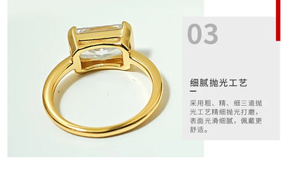 Vintage style broken ice cut 925 silver ring 7 * 11 high carbon diamond cube candy INS diamond ring light luxury gift