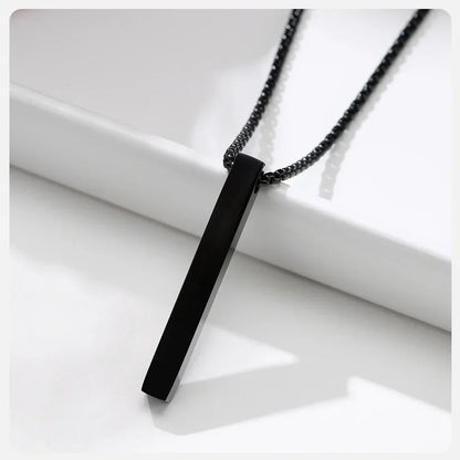 Vnox 5mm Pillar Necklace for Men Women, Stainless Steel 3D Bar Pendant, Minimalist Simple Casual Unisex Neck Collar