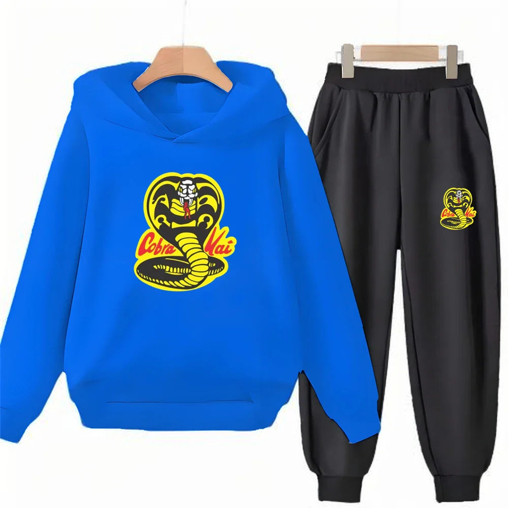Children's Hoodie+Pants black Children cobra stamp Coat Boys Girls Hoodie Tops Leisure Sweatshirr Toddler 3-12 Year Clothing