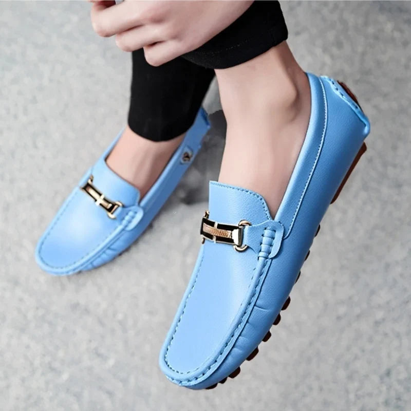 Shoes Men Handmade PU Leather Loafer Casual Driving Flats Slip-on Shoes Luxury Comfy Moccasins White Loafers Shoes for Men