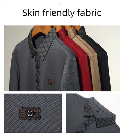 High quality brand long sleeved men's polo shirt autumn fashion personality collar and Z-letter badge design casual Paul T-shirt
