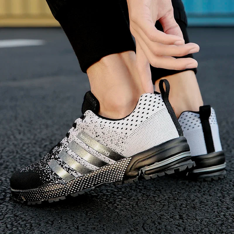 Men's and women's flying mesh surface spring summer breathable casual sports shoes flat vulcanized couple running big size48