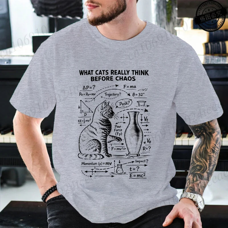 Funny Cat Science Printed Mens Graphic Tee Novelty Sarcastic Funny T-Shirt New Fashion Men Women T-Shirts Casual Short Sleeve