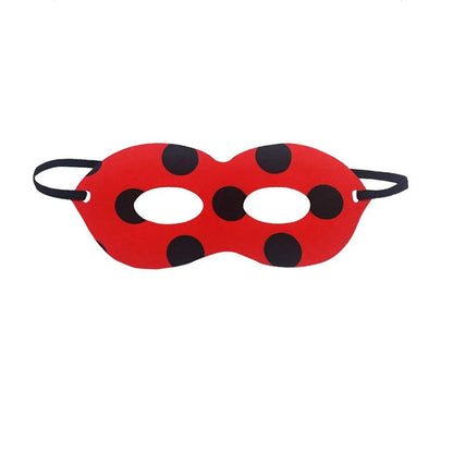 Girl Polka Dot Princess Dress Ladybug Dress Up Fur Ball Headband Black and Red Dress Halloween Cosplay costume Carnival Clothes