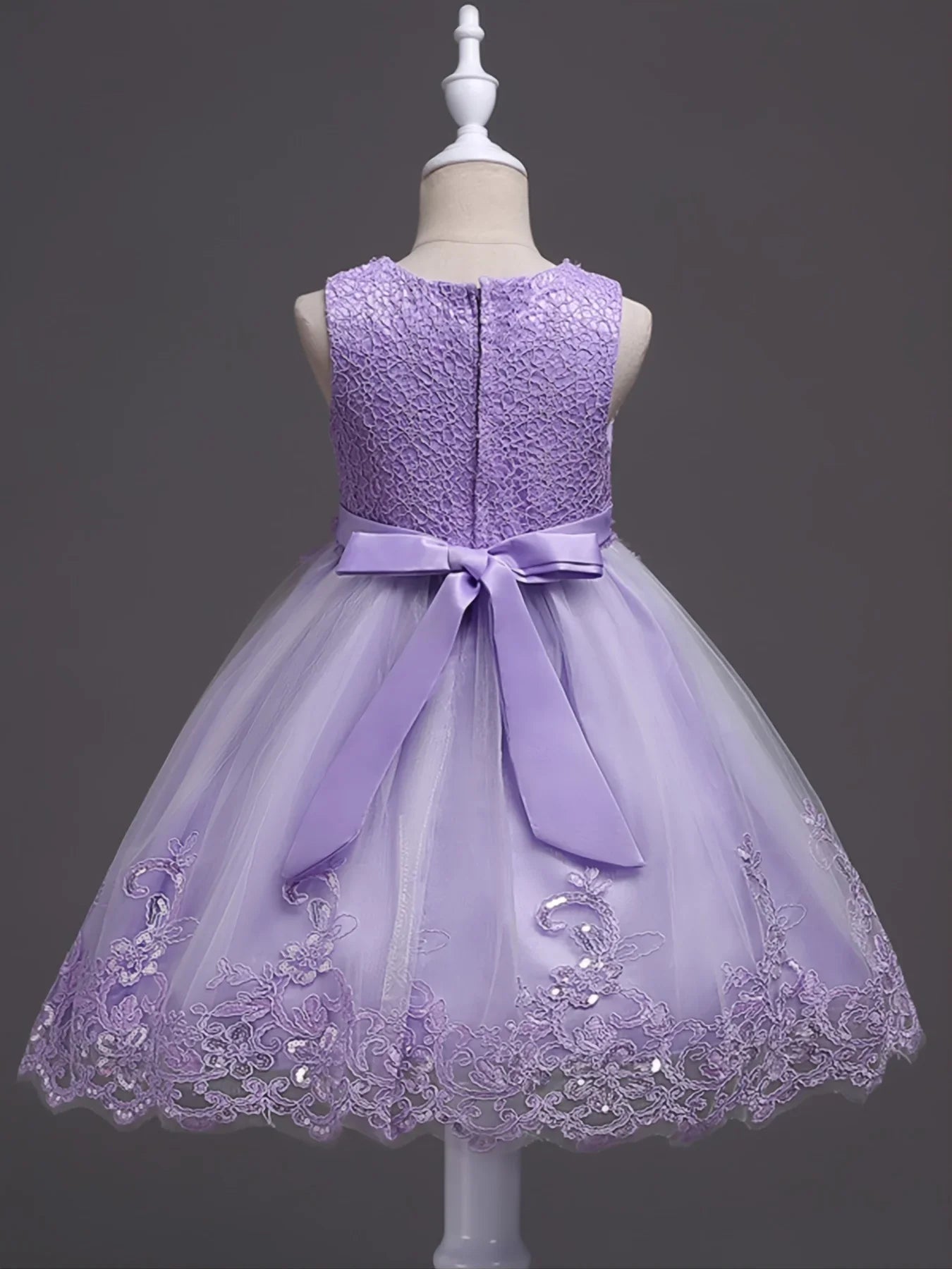 Girls Sleeveless Lace Floral Princess Dresses#981