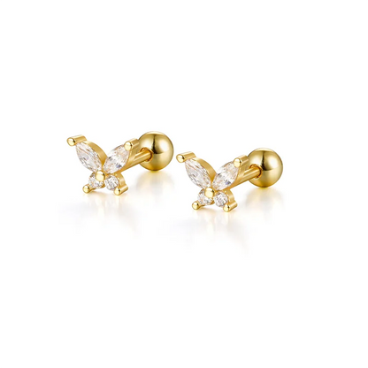 925 Sterling Silver Fashion Love Butterfly Romantic Star Crown Screw Stud Earrings for Women Ear Bone Piercing Jewelry