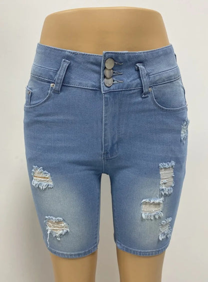 Fashion Solid Slim Butt Lifting Pants Women Elasticity Denim Shorts Casual Slimming Ripped Jeans Temperament Women's Short