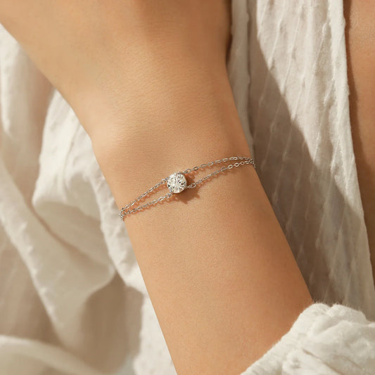 1CT D Color Moissanite Bracelet 925 Sterling Silver Delicate Double Layer Bracelets For Bridal Wedding Fine Jewelry Gifts