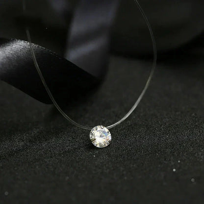 5 Colors Dazzling Zircon Necklace Invisible Transparent Fishing Line Simple Pendant Necklace Jewelry For Women Pearl Jewelry