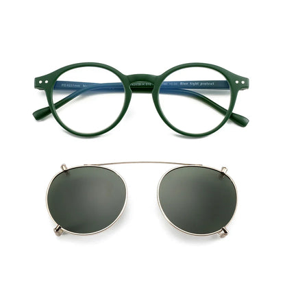 Steampunk Style Glasses (Anti Blue Light Blocking Eyewear) + Clip Lenses（Polarized Sunglasses Clips）for Women Men