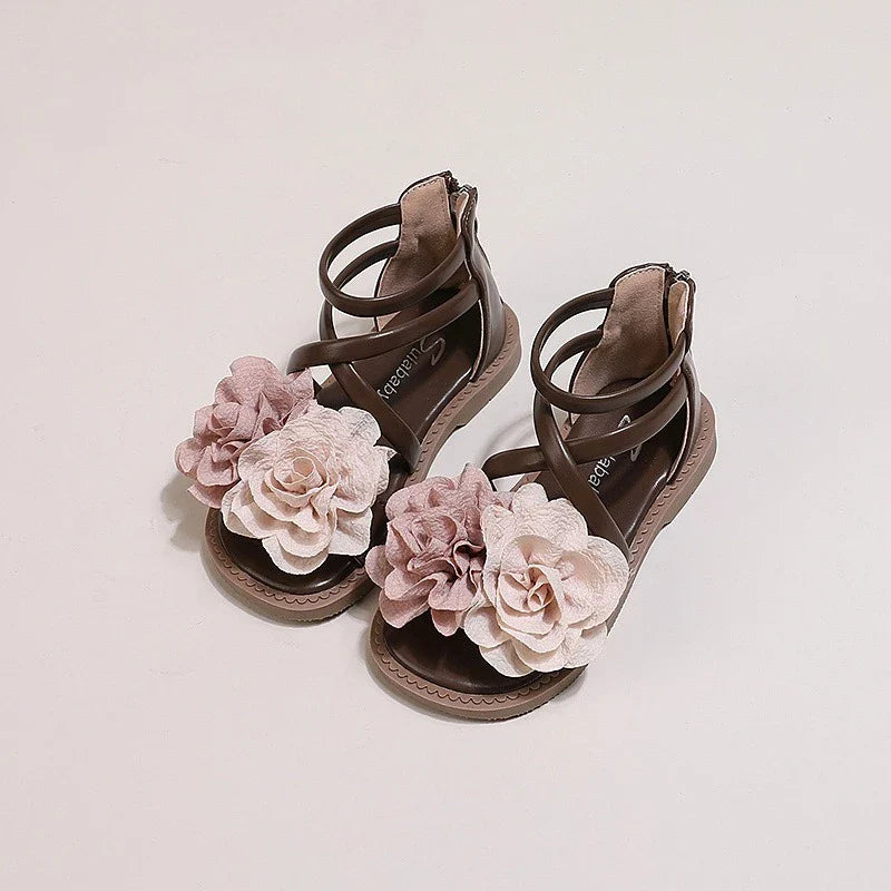 Girls' Sandals 2026 Summer New Children's Flower Princess Shoes Soft Sole Anti Slip Baby Girls' Roman Sandals