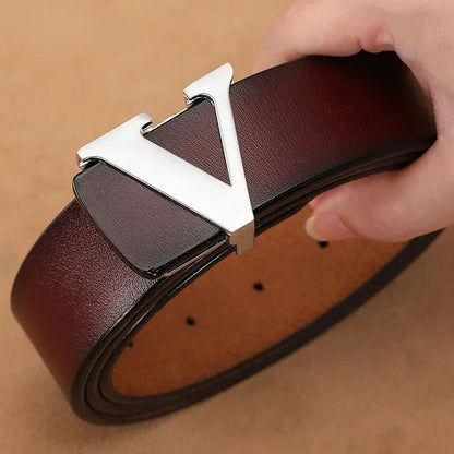 New Retro Smooth Buckle Belt Men's Oversized Leather Pure Cowhide Letter Belt Designer Belts Men High Quality