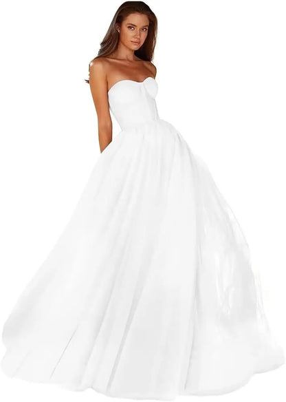 Vestidos de Baile Tomara que Caia Femininos 2026 Vestido de Festa Longo de Tule com Decote Coração para Eventos Formais Vestido de Festa de Luxo