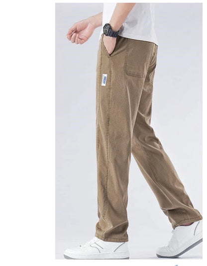 Spring Summer Thin Lyocell Casual Pants Men Loose Straight Fashion Stretch Korean Classic Trousers Men's Clothing Size M-5XL