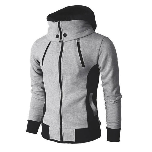 Jaquetas Masculinas com Zíper Casuais de Outono Inverno Casaco Fleece Jaqueta Bomber Gola Cachecol Moda Capuz Masculino Casaco Slim Fit
