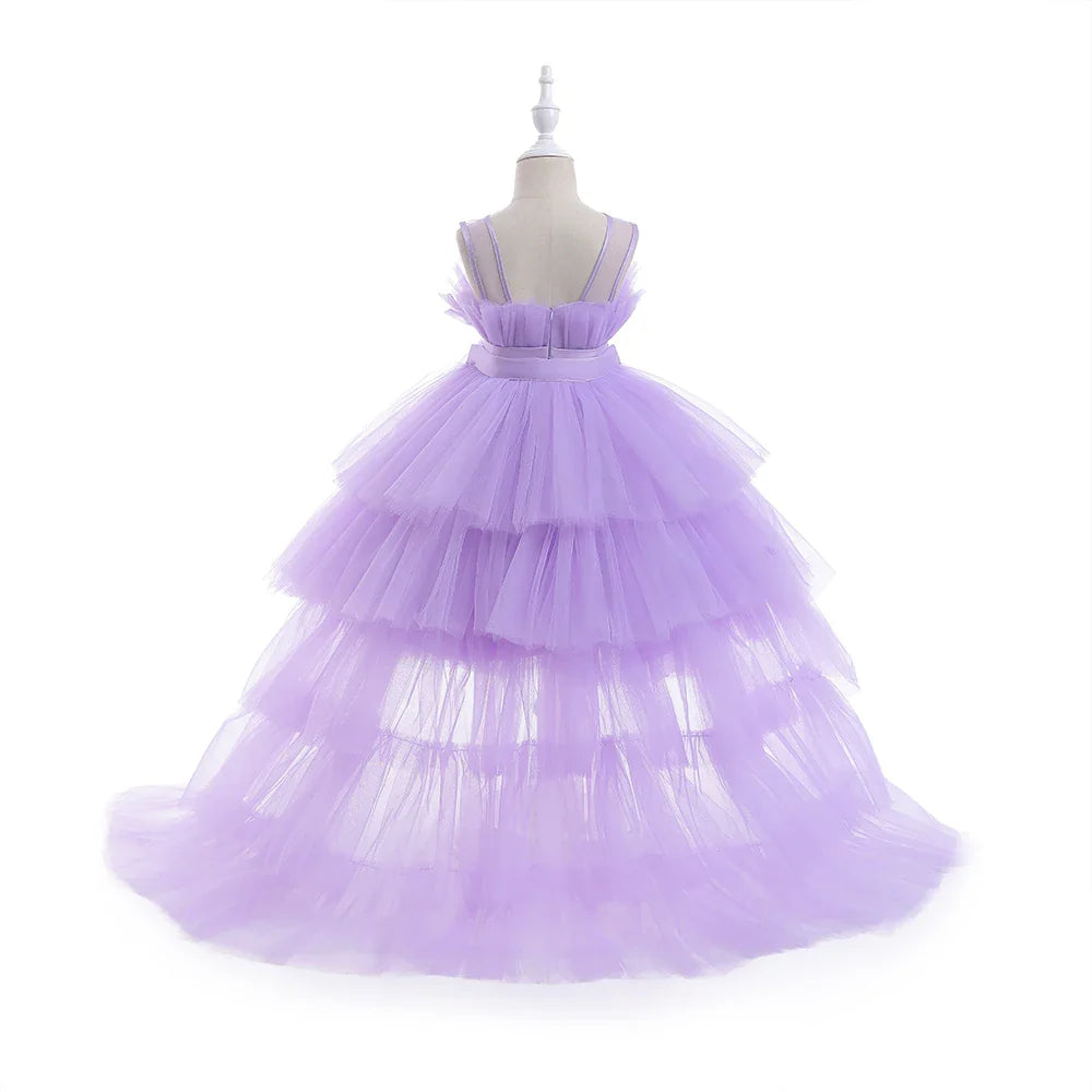 Elegant Tulle Bridesmaids Party Girls Dresses Summer Baptism Birthday Wedding Prom Princess Dress for Girl Christmas Kids Clohes