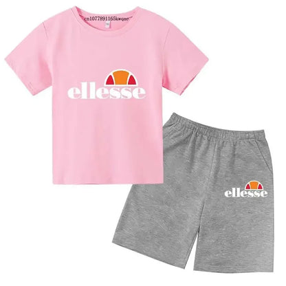 Kids Summer Leisure Letter 2pcs O-neck Short Sleeve T-shirts+Pants Suits 3-13 Years Boys Girls Casual Outfits Children Clothes
