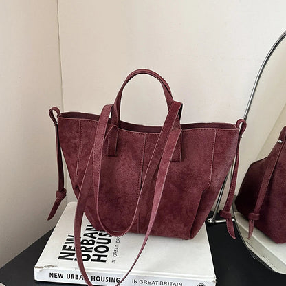 2025 Hot Sale Autumn Soft Women's Handbags Faux Suede Solid Color Large Capacity Shoulder Bag Casual Versatile Ladies Bags