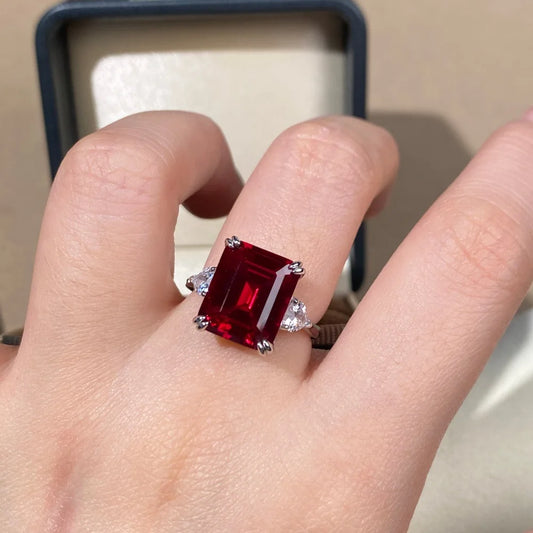 Luxury Platinum Solid Platinum PT950 Unisex Ring, Ruby Diamond, High Beauty Jewelry