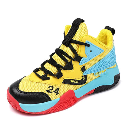 Children Basketball Shoes for Boys Girls Kids Teenagers Breathable Non-slip Lace Up Indoor Outdoor Training Sneakers Tennis Shoe