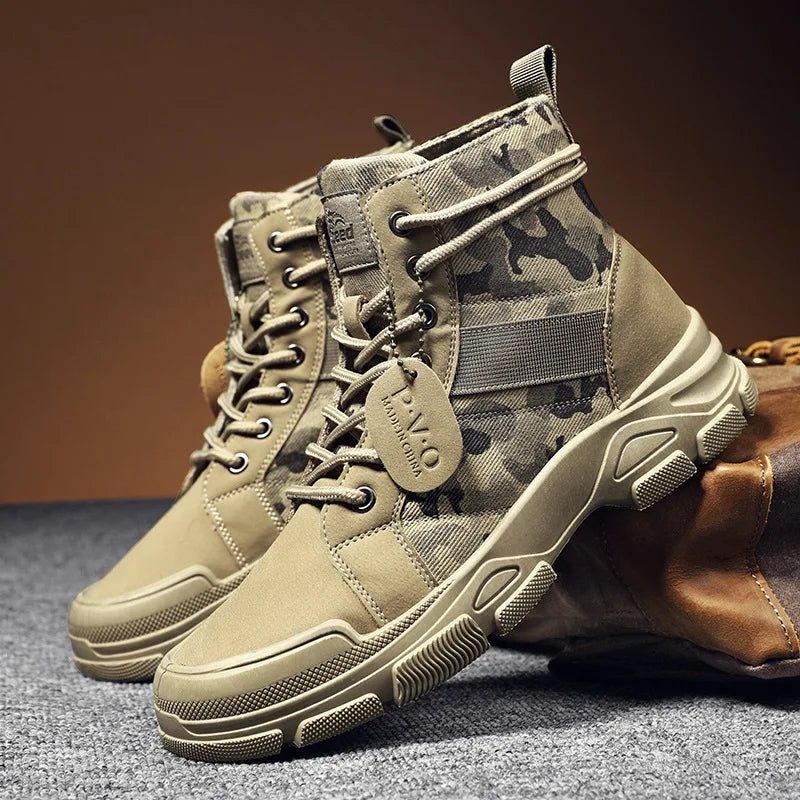 Military Boots Men Women Camouflage Khaki Black High-top Industrial Anti Skid Tactic Mechanic Work Climb Sports Sneaker