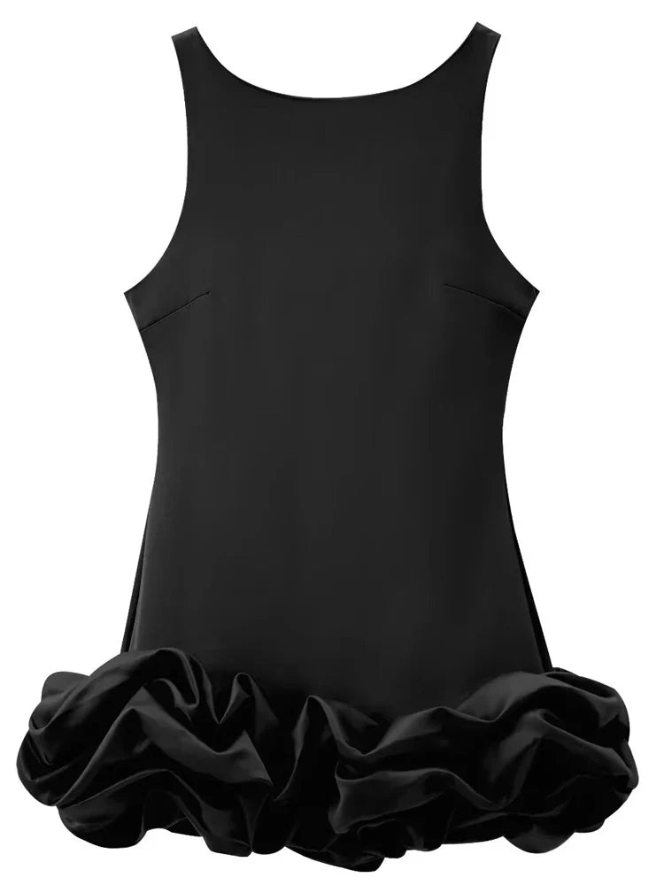White Short Dress Women's Ruffle Backless Party Dresses Black Red Sleeveless Bodycon Mini Dress Woman Summer Sexy Vestidos
