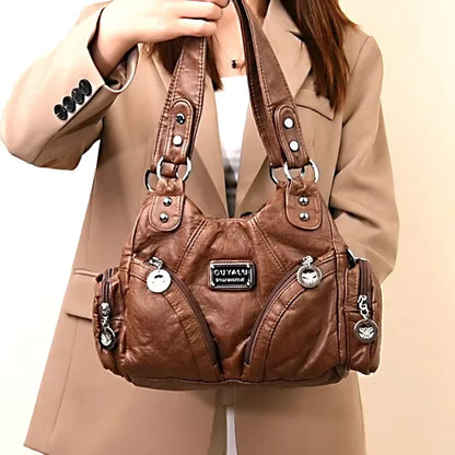 Hot Luxury Bag Women's PU Leather Crossbody Bag Retro Luxury Handbag Fashion Motorcycle Bag Brand Fashion Crossbody Bag