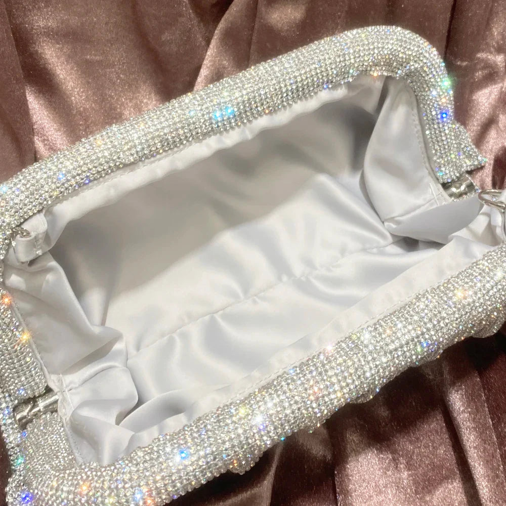 Shiny Rhinestones Handmade Evening Clutch Bags New Folds Purses and Handbags Luxury Designer Wedding Party High Quality