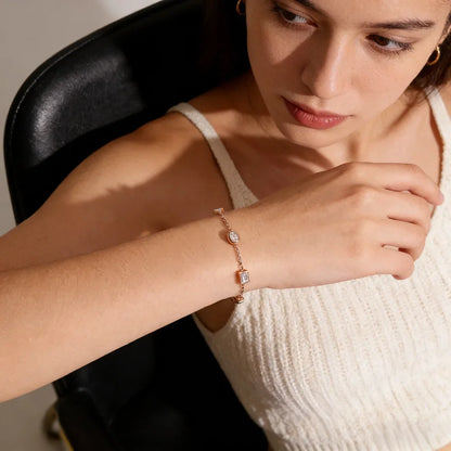 0.5CT Oval/Pear/Marquise Moissanite Bracelets S925 Silver Plated 18K Gold Wedding Wrist Chain for Women with certificate