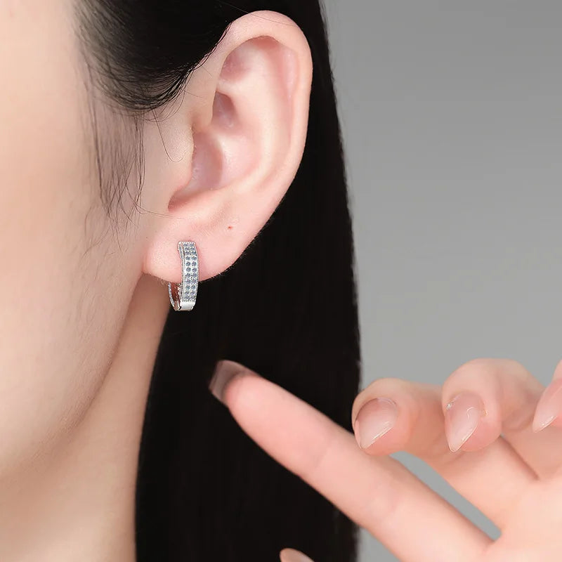 All Moissanite Stud Earrings for Women Full Diamond Small Size Ear Jewelry Dating Birthday Gift 100% 925 Sterling Silver