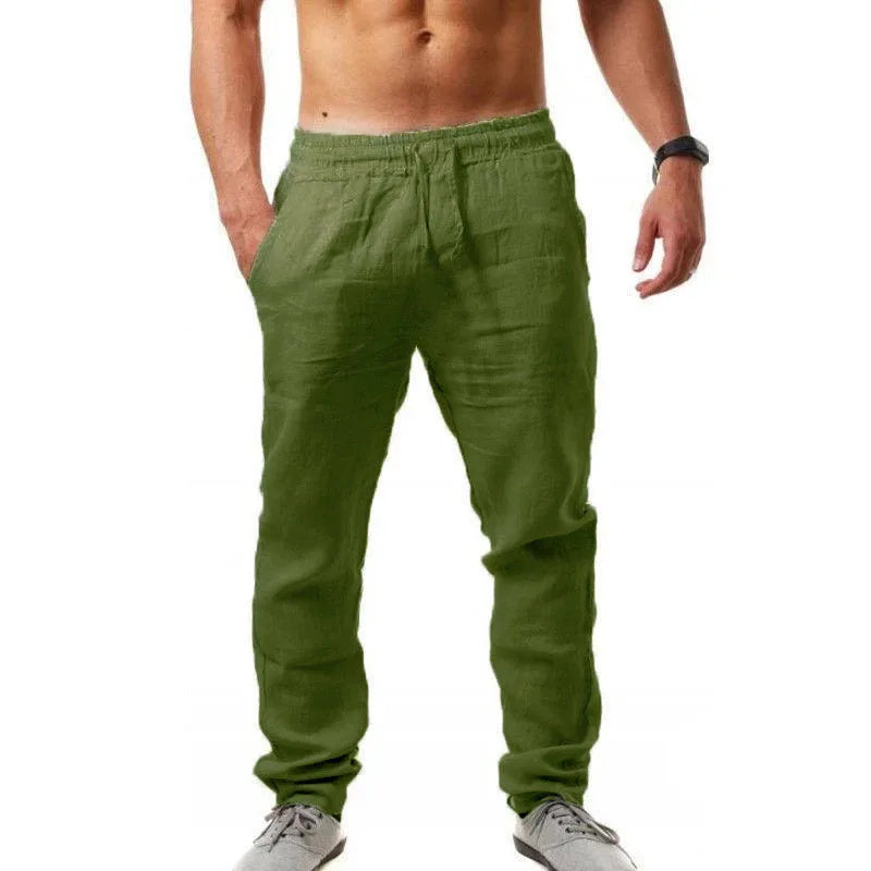 Men's cotton and linen pants, men's autumn new casual breathable solid color linen pants, fitness streetwear s-5XL