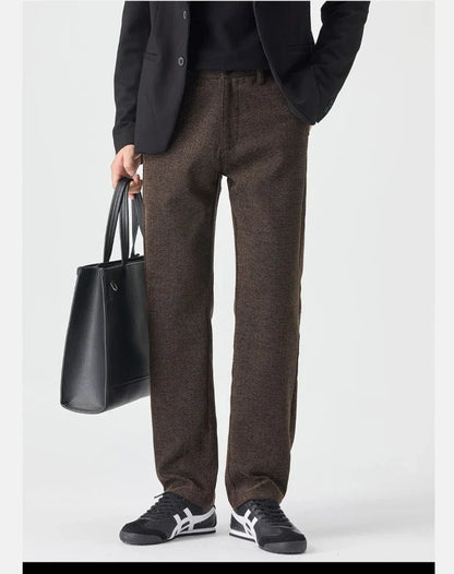 Men's Loose Casual Pants Autumn and Winter New Fashion Pocket Wide-leg Business Pants Comfortable Elastic Waist Stretch Pants